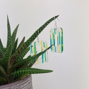 Handmade Resin Earrings with Stripes